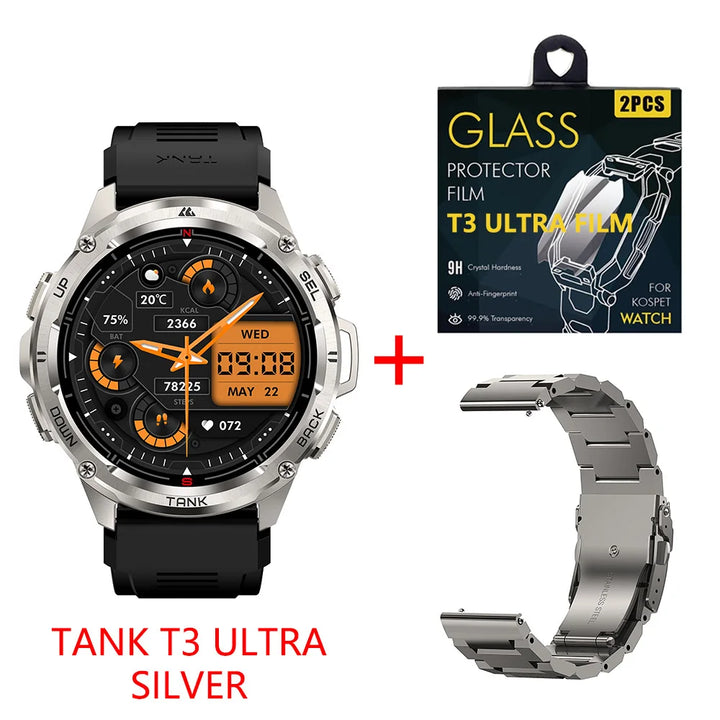Montre intelligente GPS Ultra Premium pour hommes, tracker de fitness AMOLED 470mAh, Bluetooth, montre numérique avec AOD, moniteur de fréquence cardiaque, tracker d'activité et plus.