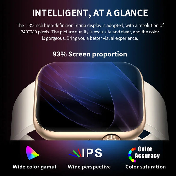 Montre intelligente premium - Chargement sans fil, appels Bluetooth, suivi de la condition physique, cadrans de montre personnalisés, surveillance de la fréquence cardiaque, suivi du sommeil, étanche, hommes et femmes