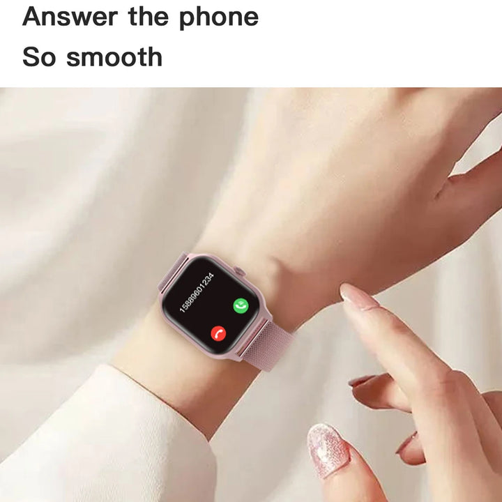 Montre Connectée de Luxe Android OS - 1.44" Écran Tactile Complet, Appels Bluetooth, Contrôle de Musique, Suivi de Fitness pour Hommes et Femmes, Moniteur de Santé