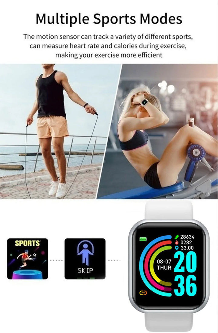 Montre intelligente de luxe pour hommes et femmes – Tracker de fitness Bluetooth, contrôle de la musique, moniteur de sommeil, bracelet de sport, montre intelligente élégante avec moniteur de fréquence cardiaque