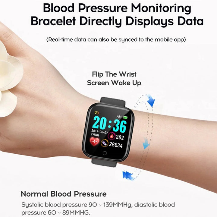 Montre intelligente de luxe pour hommes et femmes – Tracker de fitness Bluetooth, contrôle de la musique, moniteur de sommeil, bracelet de sport, montre intelligente élégante avec moniteur de fréquence cardiaque