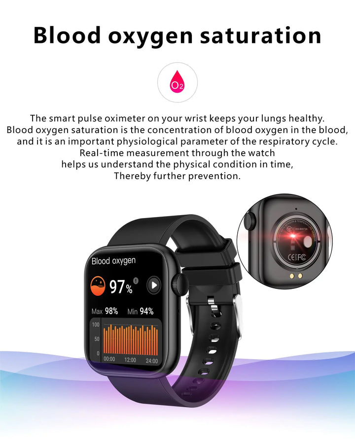 Montre intelligente premium - Chargement sans fil, appels Bluetooth, suivi de la condition physique, cadrans de montre personnalisés, surveillance de la fréquence cardiaque, suivi du sommeil, étanche, hommes et femmes