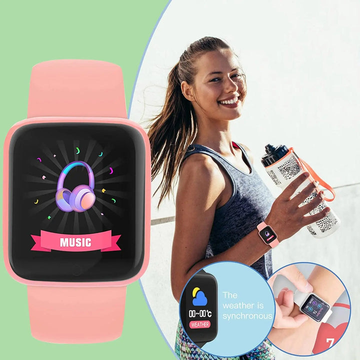 Montre intelligente de luxe pour hommes et femmes – Tracker de fitness Bluetooth, contrôle de la musique, moniteur de sommeil, bracelet de sport, montre intelligente élégante avec moniteur de fréquence cardiaque