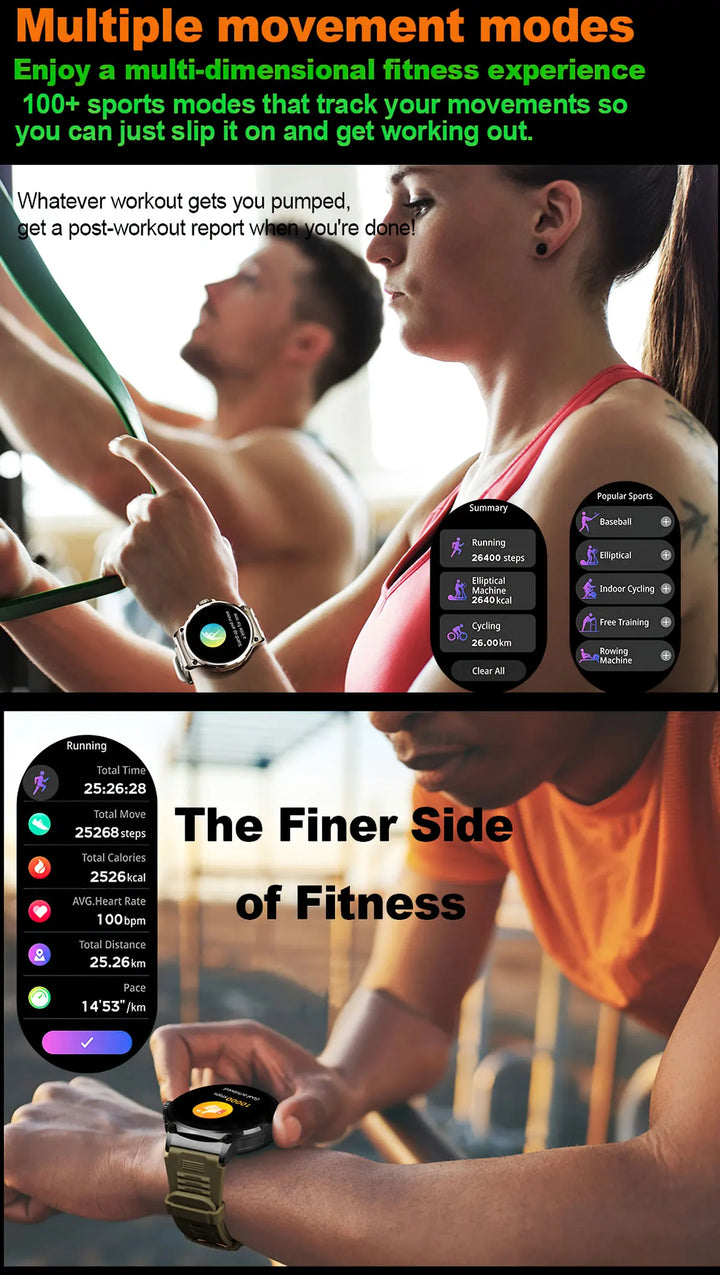 Montre intelligente Ultra HD de 1,85 pouce Premium – Suivi GPS, appels Bluetooth, batterie de 710 mAh, moniteur de fitness et de santé, traqueur d'activité, compatible avec iOS, Android
