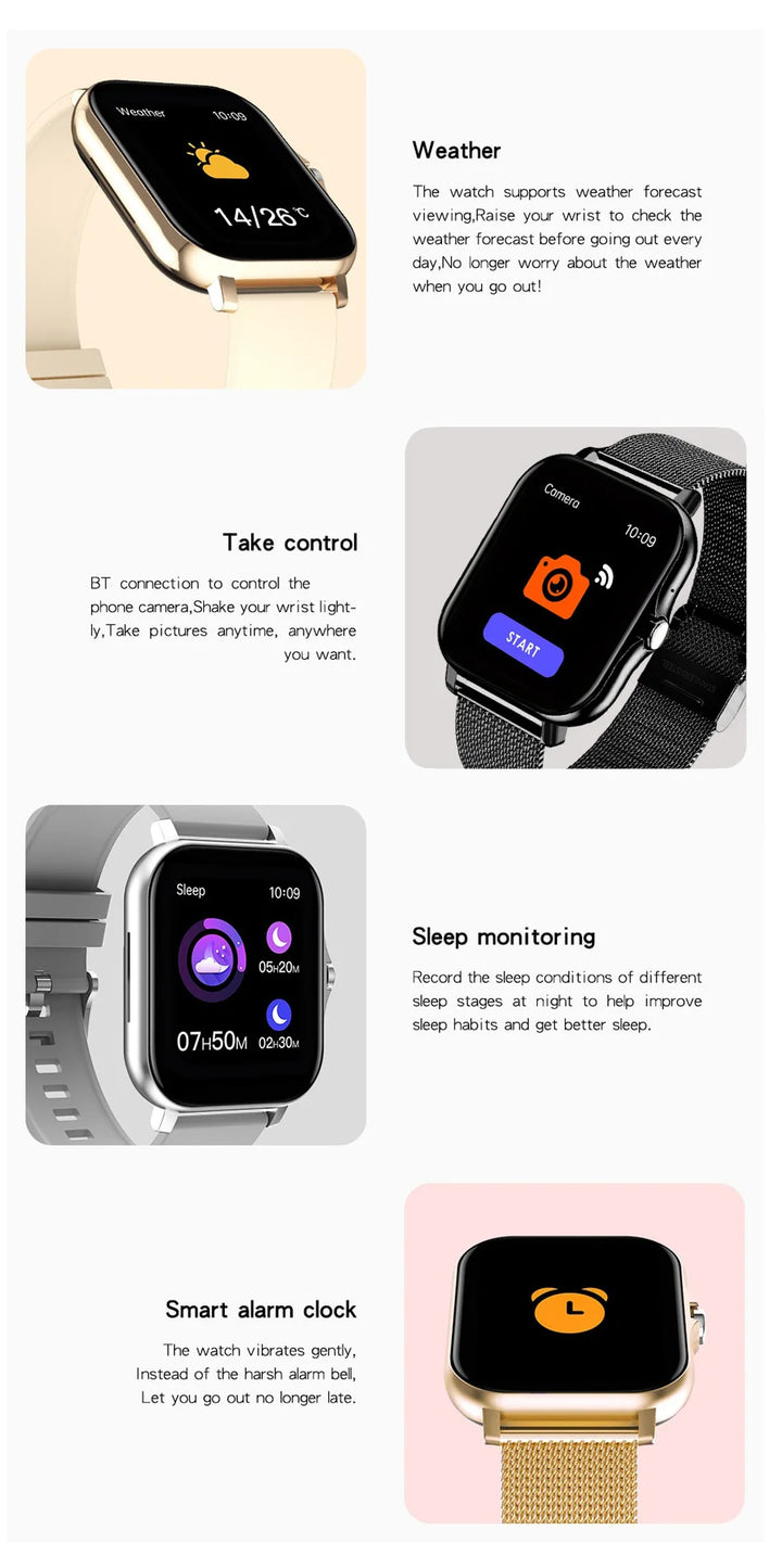 Montre Connectée de Luxe Android OS - 1.44" Écran Couleur Tactile Complet, Bluetooth, Cadran Personnalisé, pour Hommes et Femmes, Montre Intelligente avec Fonction Appel