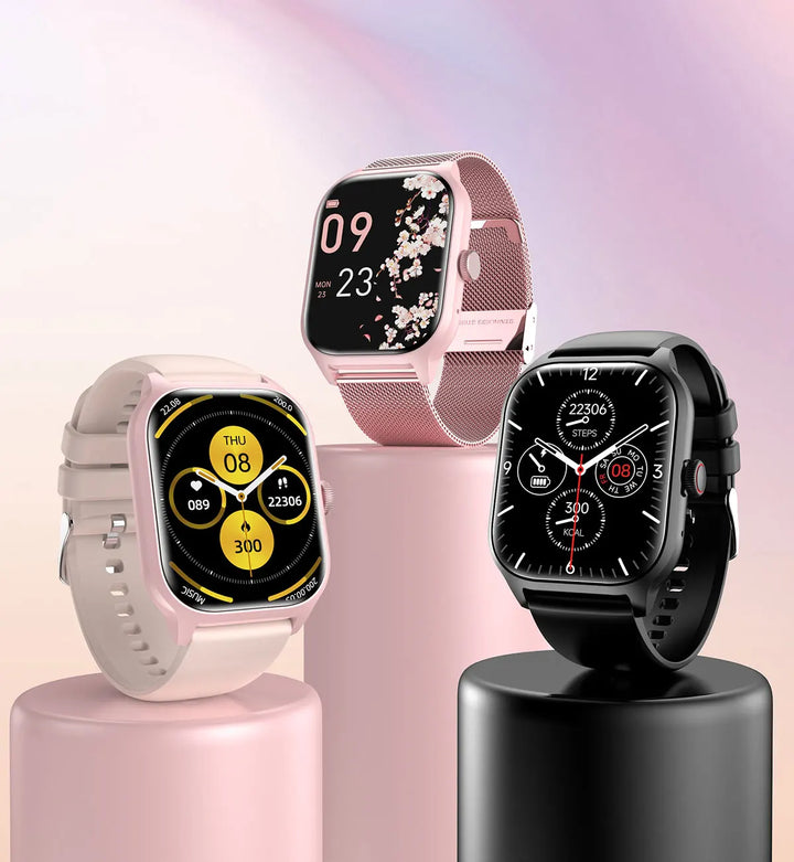 Montre Connectée de Luxe Android OS - 1.44" Écran Tactile Complet, Appels Bluetooth, Contrôle de Musique, Suivi de Fitness pour Hommes et Femmes, Moniteur de Santé