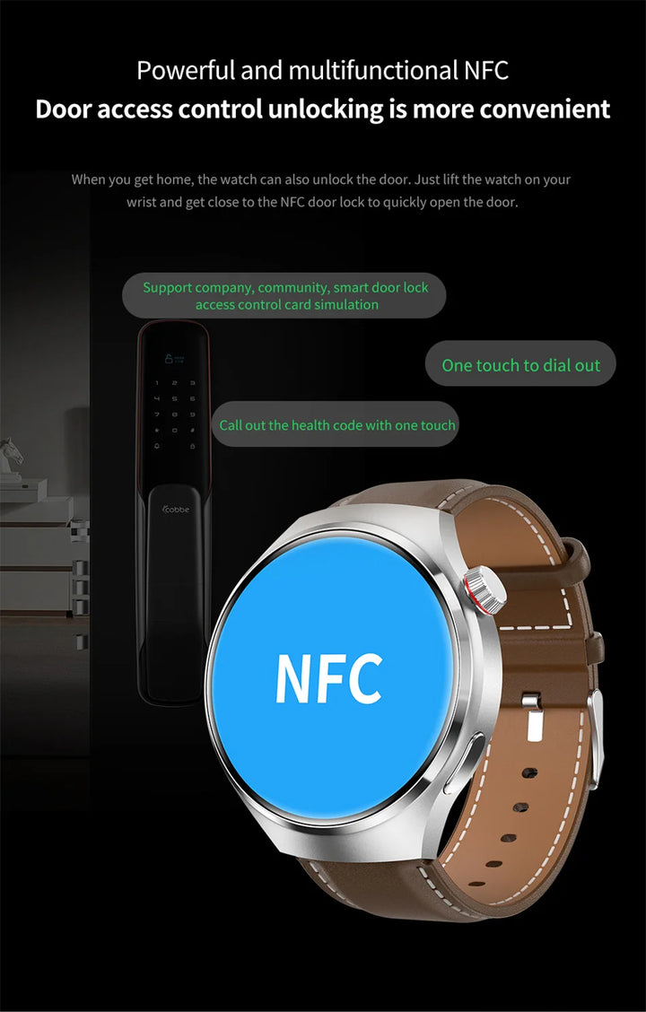 Montre intelligente GPS premium pour hommes et femmes | Écran AMOLED 360°, NFC, appel Bluetooth, étanchéité IP68, moniteur de fréquence cardiaque, tracker de fitness, surveillance du sommeil, modes multi-sports