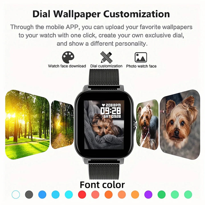 Montre Connectée de Luxe Android OS - 1.44" Écran Couleur Tactile Complet, Bluetooth, Cadran Personnalisé, pour Hommes et Femmes, Montre Intelligente avec Fonction Appel