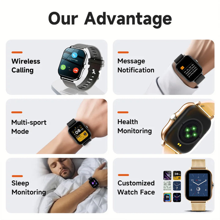 Montre Connectée de Luxe Android OS - 1.44" Écran Couleur Tactile Complet, Bluetooth, Cadran Personnalisé, pour Hommes et Femmes, Montre Intelligente avec Fonction Appel