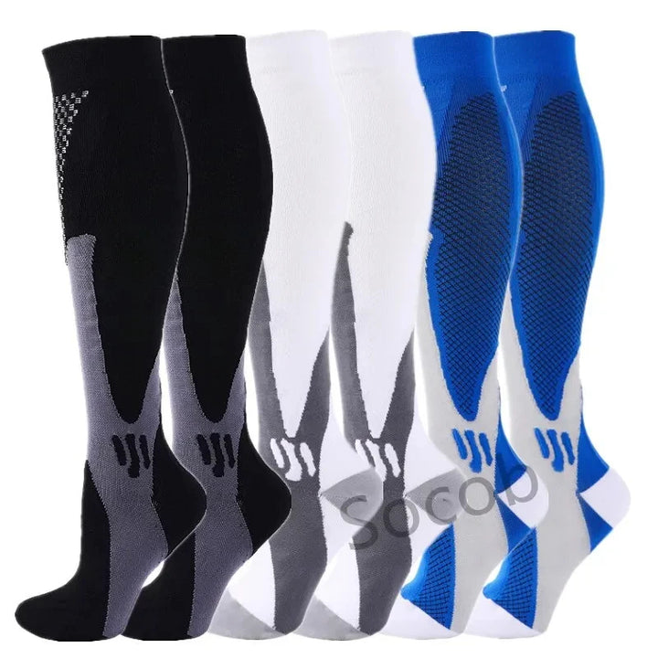Chaussettes de Compression Premium pour Hommes et Femmes – Chaussettes Élastiques de Sport, de Course, de Randonnée, de Grossesse et de Vol pour Varices, Jambes Gonflées, Soutien au Marathon