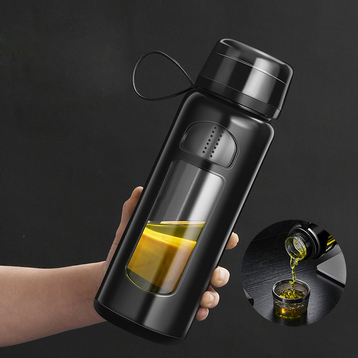Premium Double-Layer Insulated Tea Cup with Water Separation – 520ML Portable Filtering Cup for Hot & Cold Beverages – Food