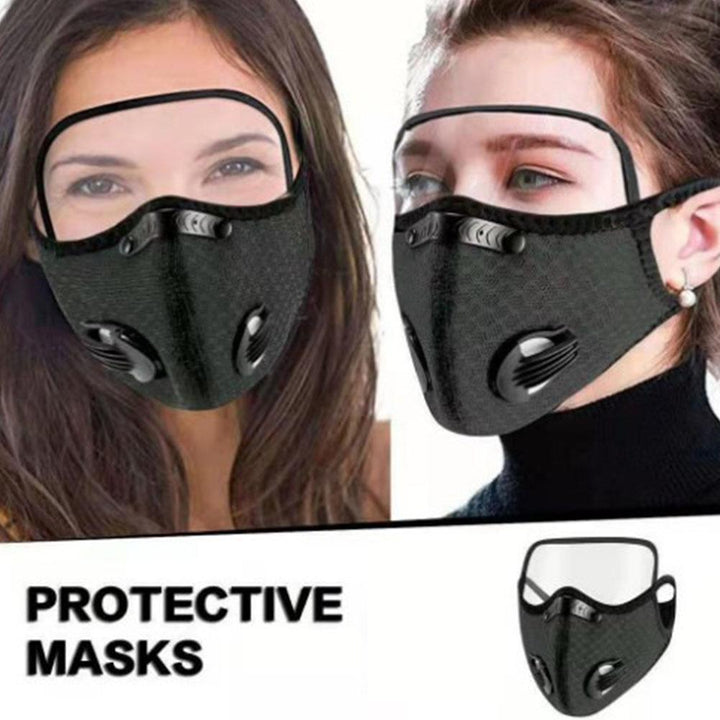 Premium Cycling Face Mask with Goggles – Dustproof Protective Mask with Replaceable Carbon Filter, Breathable Mesh, 