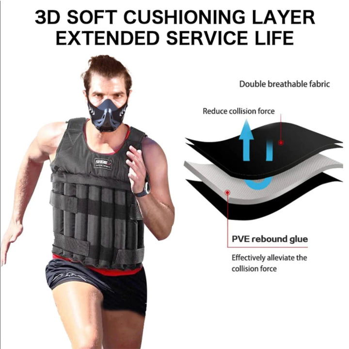Premium Adjustable Weight Vest for Running, Jogging & Workout – 3kg, 15kg, 35kg Options, Fitness Exercise Jacket with Secure 