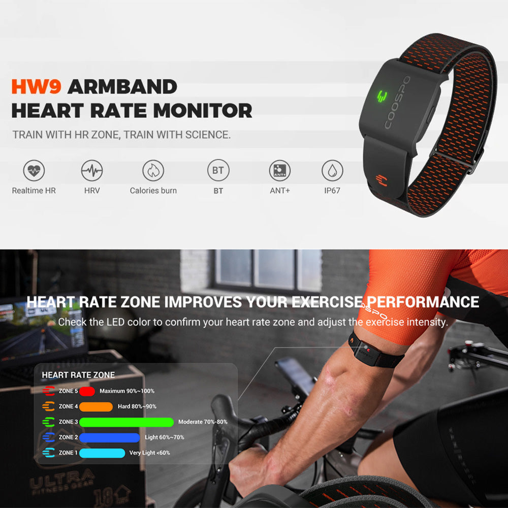 Bracelet de surveillance de la fréquence cardiaque premium – Capteur Bluetooth 4.0 ANT+ pour le cyclisme, compatibilité Garmin et Wahoo, traqueur de fitness en extérieur, certifié WEEE
