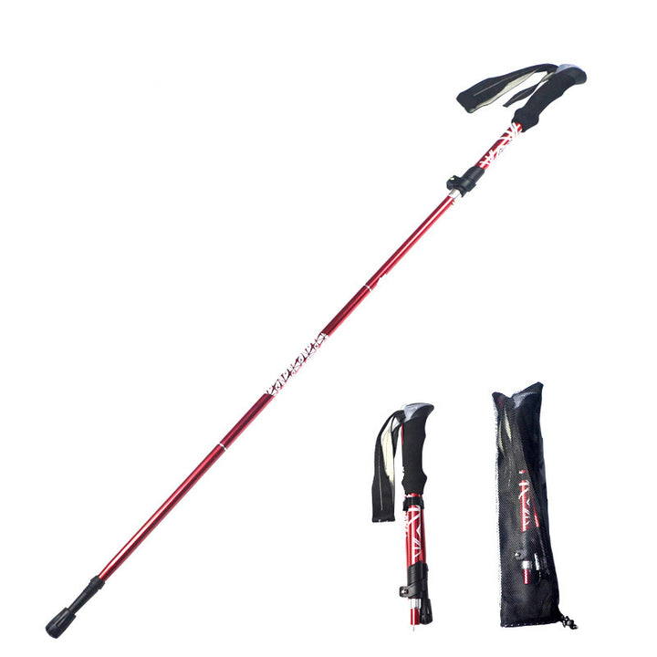 Bâton de randonnée pliant premium pour la randonnée et la marche – Bâton en acier carbone portable, longueur ajustable, léger et facile à transporter, poignée en mousse, pointe en carbure de tungstène, 1 pièce