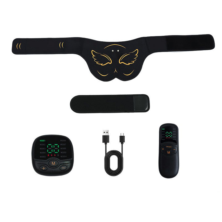 Entraîneur de hanches EMS Premium avec télécommande | 10 modes et 30 niveaux d'intensité pour le tonus des fessiers et la stimulation musculaire | Massager corporel rechargeable par USB