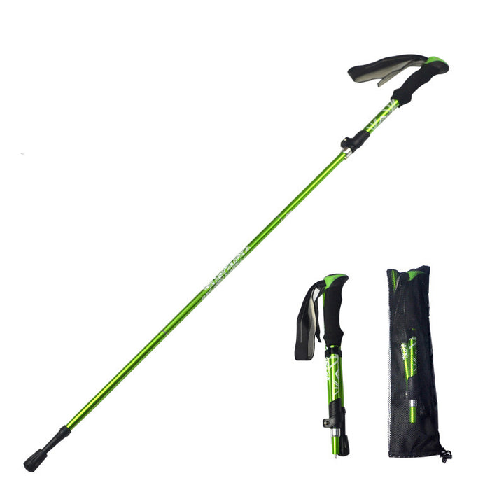 Bâton de randonnée pliant premium pour la randonnée et la marche – Bâton en acier carbone portable, longueur ajustable, léger et facile à transporter, poignée en mousse, pointe en carbure de tungstène, 1 pièce