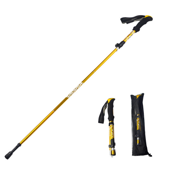 Bâton de randonnée pliant premium pour la randonnée et la marche – Bâton en acier carbone portable, longueur ajustable, léger et facile à transporter, poignée en mousse, pointe en carbure de tungstène, 1 pièce
