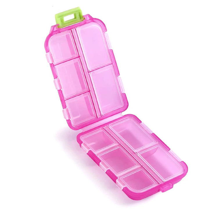 Organisateur de Pilules Portable Premium à 10 Grilles – Support Médical Compact pour Vitamines, Huiles de Poisson et Comprimés – Résistant à l'Humidité, Design Écologique en Paille de Blé, Étui de Rangement Pratique pour les Voyages