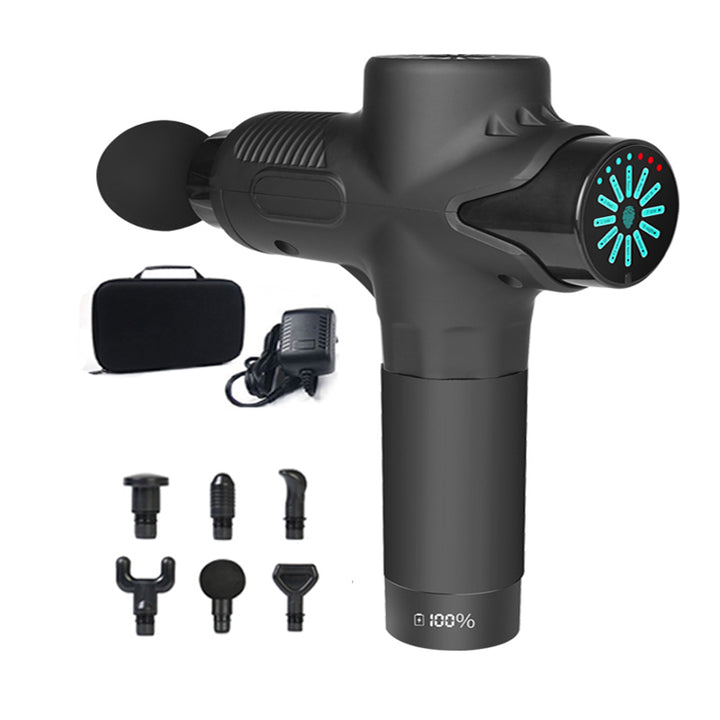 Pistolet de massage profond premium 24V avec compresse chaude et froide, 12 têtes, relaxation musculaire haute fréquence pour le cou, les épaules et la récupération du corps entier