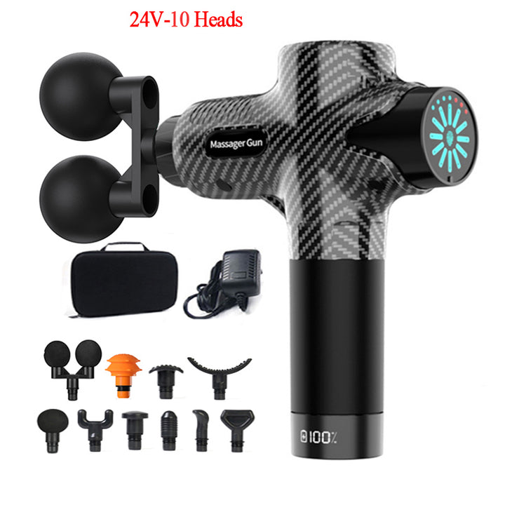 Pistolet de massage profond premium 24V avec compresse chaude et froide, 12 têtes, relaxation musculaire haute fréquence pour le cou, les épaules et la récupération du corps entier