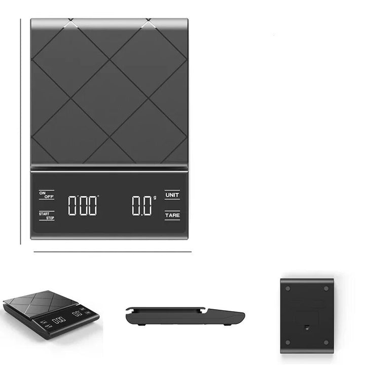 Premium Digital Coffee Scale - Built-in Battery, Auto Timer, 3kg Capacity, 0.1g Precision, Ideal for Pour Over & Espresso