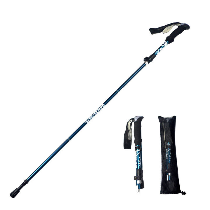 Bâton de randonnée pliant premium pour la randonnée et la marche – Bâton en acier carbone portable, longueur ajustable, léger et facile à transporter, poignée en mousse, pointe en carbure de tungstène, 1 pièce