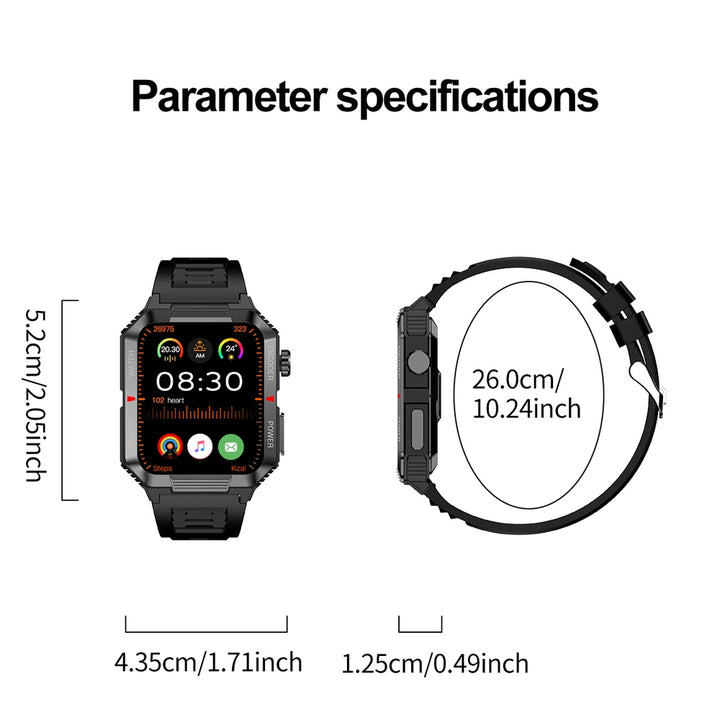 Montre connectée de fitness GPS premium avec écran HD de 1,99 pouce, fréquence cardiaque, pression artérielle, ECG, surveillance de l'oxygène dans le sang – Appels Bluetooth, NFC, plus de 100 modes d'exercice, étanche
