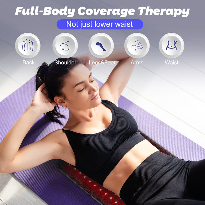 Ceinture de thérapie rouge et infrarouge premium - Coussin LED pour soulagement de la douleur et amincissement pour la récupération du corps et des muscles
