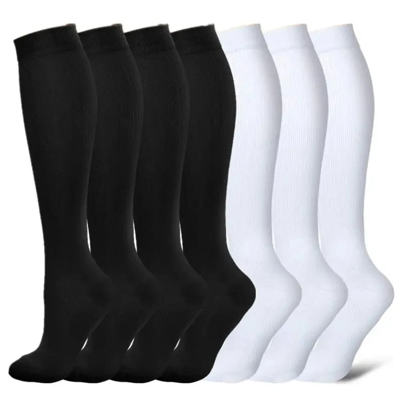 Chaussettes de Compression Premium pour Hommes et Femmes – Chaussettes Élastiques de Sport, de Course, de Randonnée, de Grossesse et de Vol pour Varices, Jambes Gonflées, Soutien au Marathon
