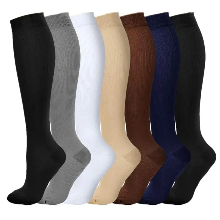 Chaussettes de Compression Premium pour Hommes et Femmes – Chaussettes Élastiques de Sport, de Course, de Randonnée, de Grossesse et de Vol pour Varices, Jambes Gonflées, Soutien au Marathon