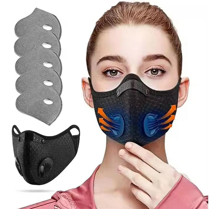 Premium Cycling Face Mask with Goggles – Dustproof Protective Mask with Replaceable Carbon Filter, Breathable Mesh, 