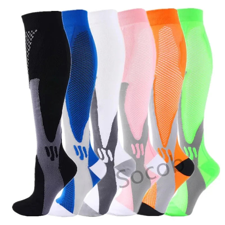 Chaussettes de Compression Premium pour Hommes et Femmes – Chaussettes Élastiques de Sport, de Course, de Randonnée, de Grossesse et de Vol pour Varices, Jambes Gonflées, Soutien au Marathon