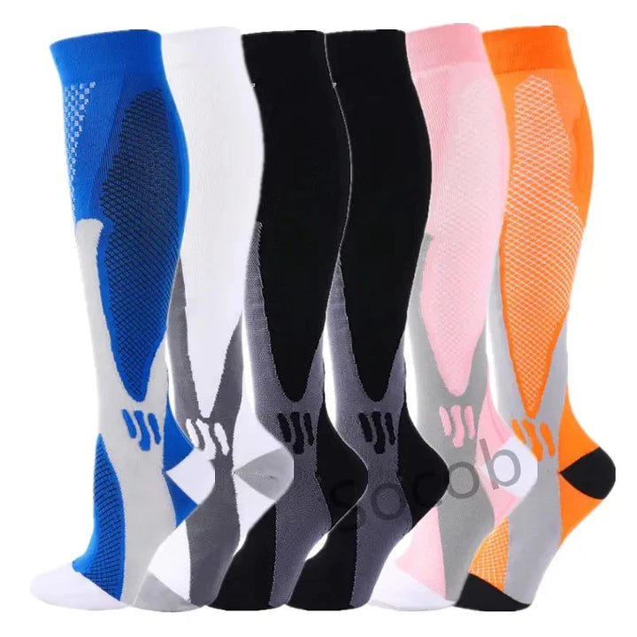 Chaussettes de Compression Premium pour Hommes et Femmes – Chaussettes Élastiques de Sport, de Course, de Randonnée, de Grossesse et de Vol pour Varices, Jambes Gonflées, Soutien au Marathon