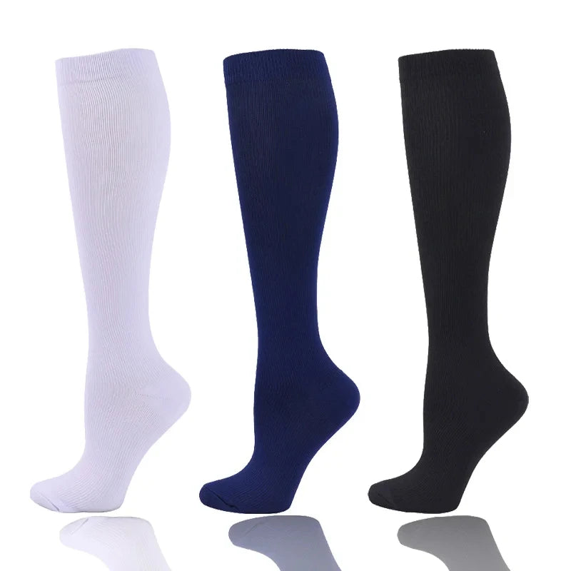 Chaussettes de Compression Premium pour Hommes et Femmes – Chaussettes Élastiques de Sport, de Course, de Randonnée, de Grossesse et de Vol pour Varices, Jambes Gonflées, Soutien au Marathon