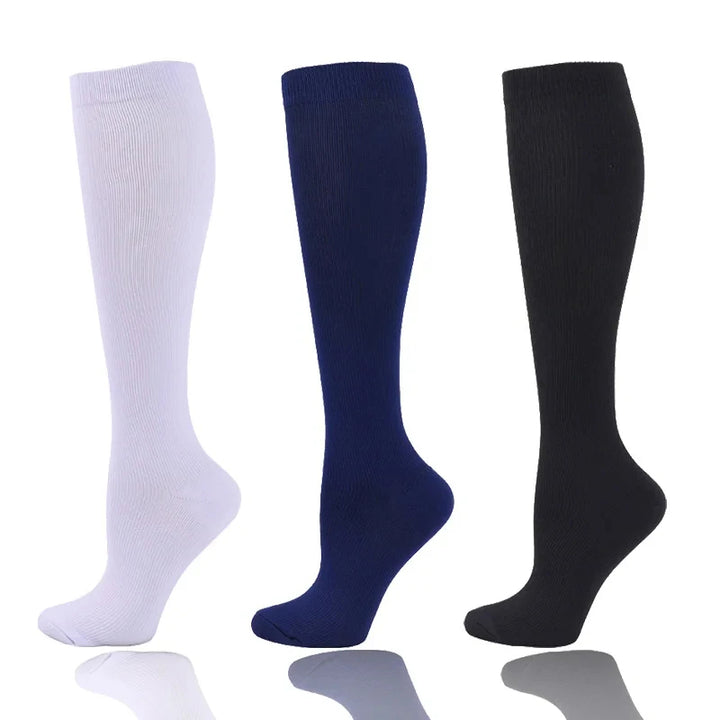 Chaussettes de Compression Premium pour Hommes et Femmes – Chaussettes Élastiques de Sport, de Course, de Randonnée, de Grossesse et de Vol pour Varices, Jambes Gonflées, Soutien au Marathon