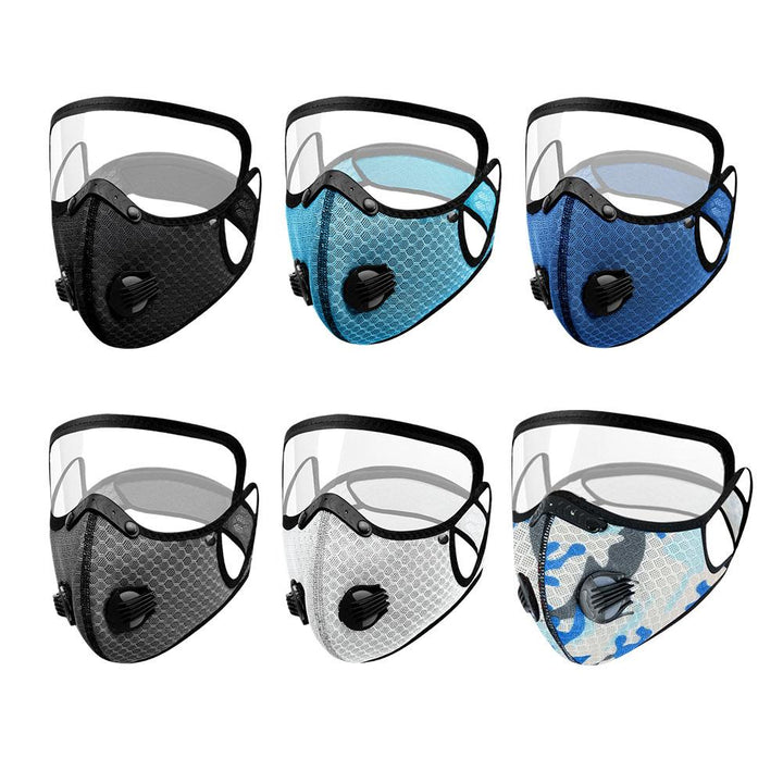 Premium Cycling Face Mask with Goggles – Dustproof Protective Mask with Replaceable Carbon Filter, Breathable Mesh, 