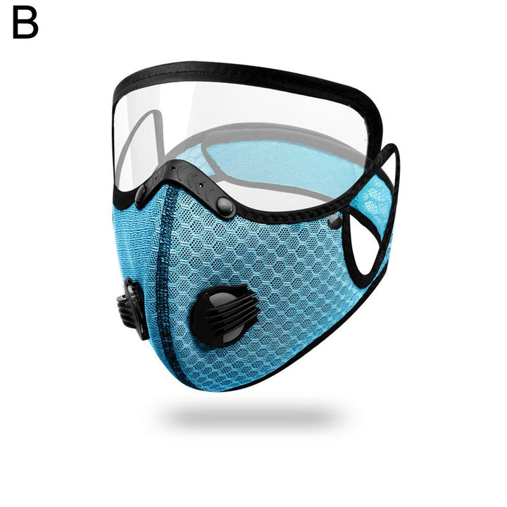 Premium Cycling Face Mask with Goggles – Dustproof Protective Mask with Replaceable Carbon Filter, Breathable Mesh, 